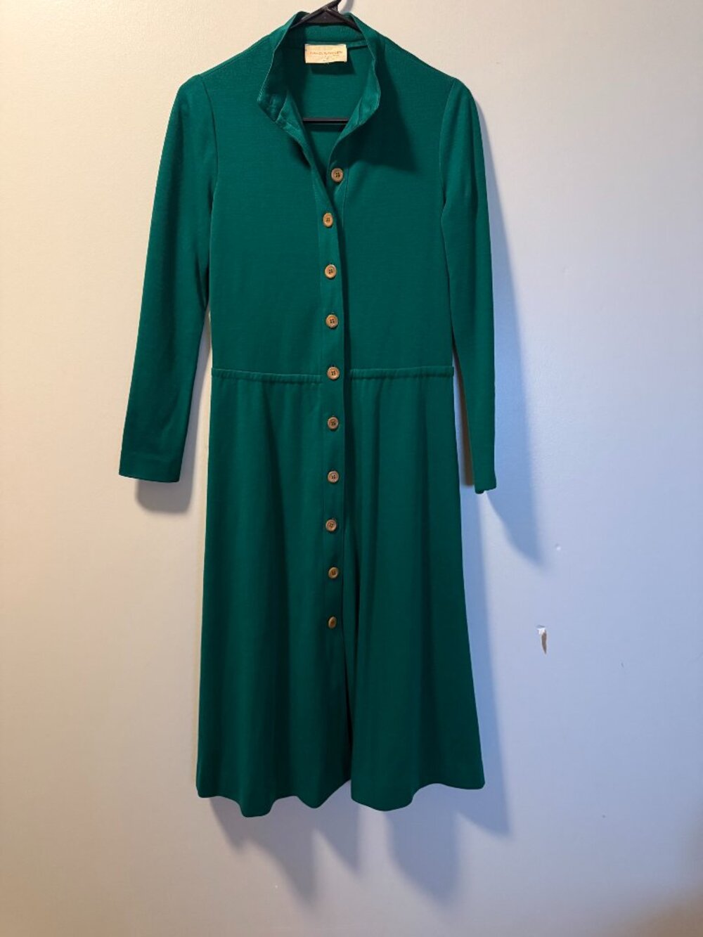 Vintage David Warren New York Green Button Front Shirtdress Midi Sz 10‎